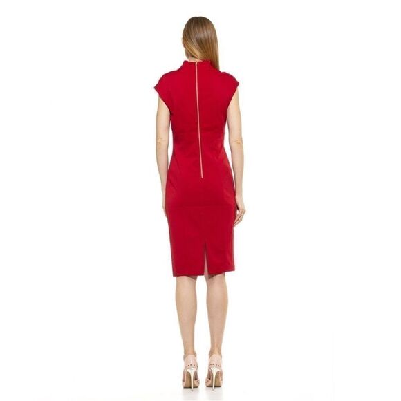 Alexia Admor NWT Katrina Splitneck Midi Sheath Dress Red Size S $245 - Picture 3 of 6